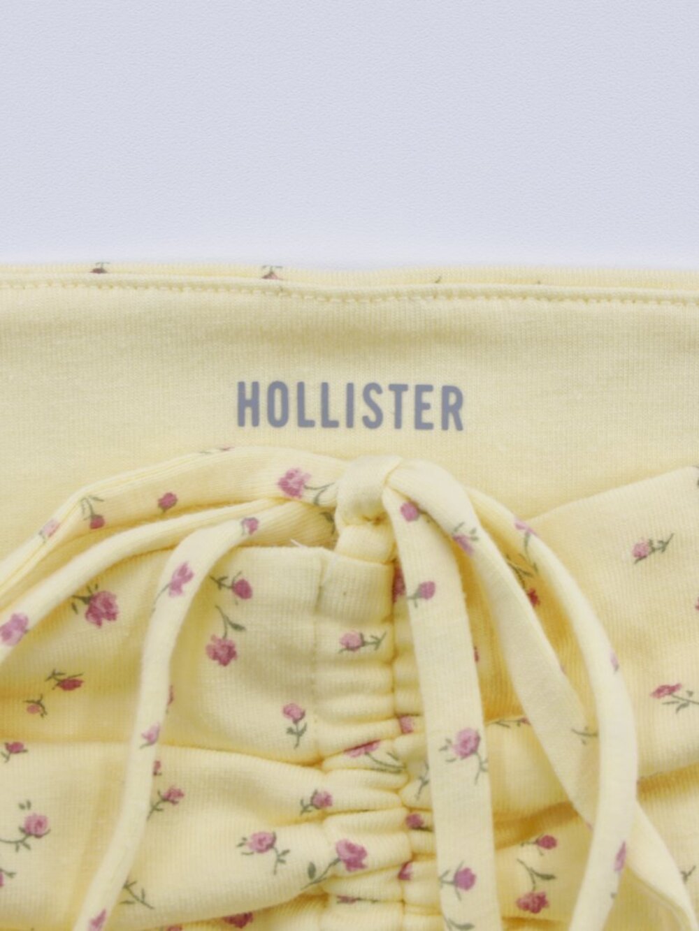 Hollister Women's Floral Soft Strapless Cinched Babydoll Top Yellow Size XL - Picture 7 of 8